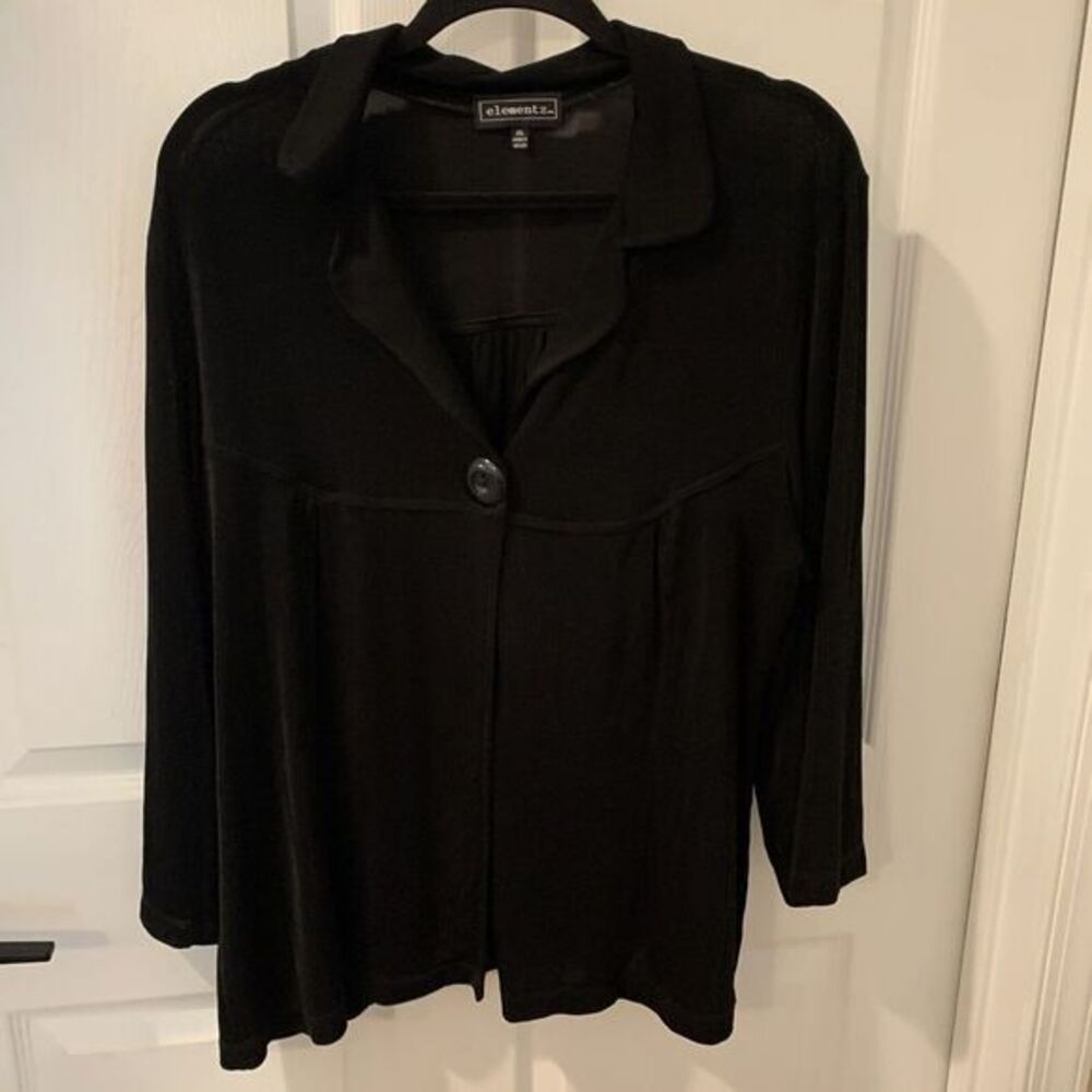Elements Travelers‎ Blouse Womens Size XL Cardigan Top Slinky Liquid Black